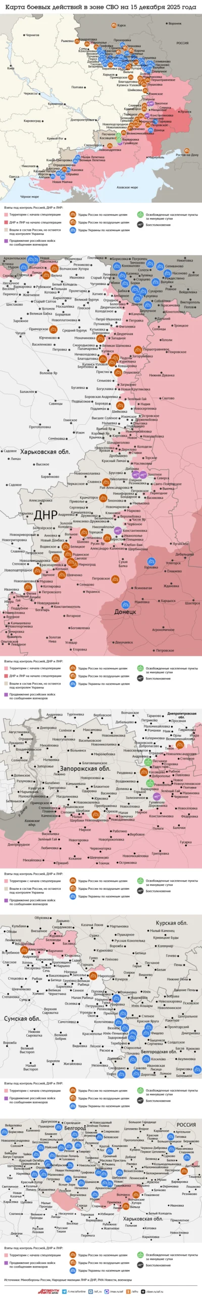 Read more about the article Карта боевых действий в зоне СВО на 15 декабря 2025 года