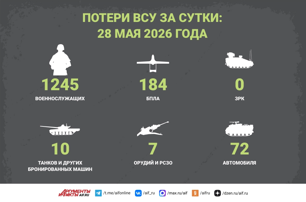 Read more about the article Потери ВСУ за сутки: 28 мая 2026 года